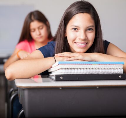 Happy high school student