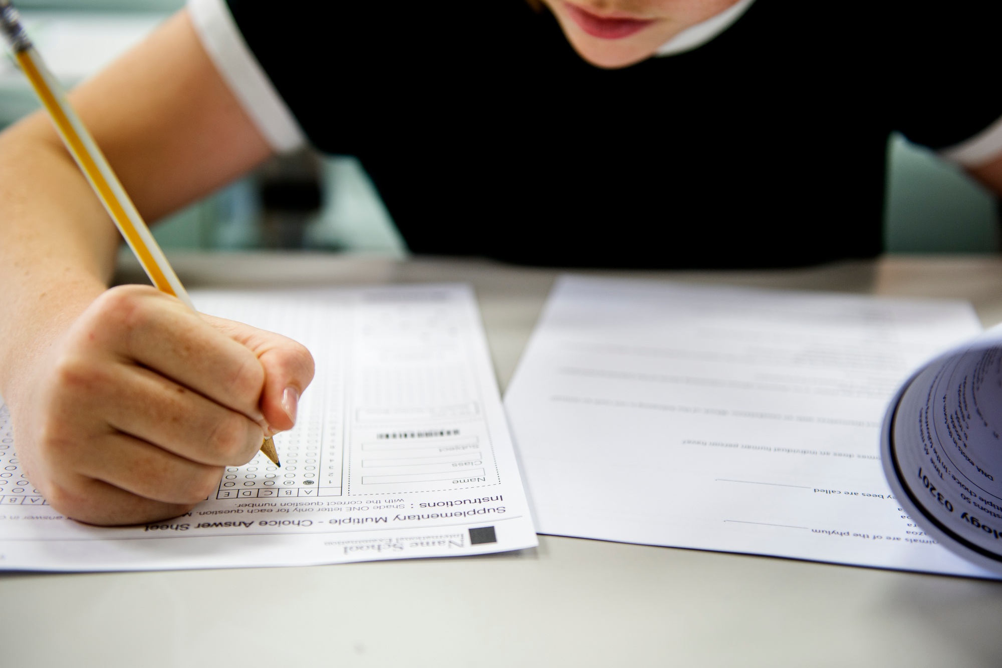 Student doing the test exam
