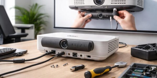 découvrez le vidéoprojecteur hybride acer alliant projection de qualité et visioconférence, avec un montage rapide et facile pour vos réunions et présentations.