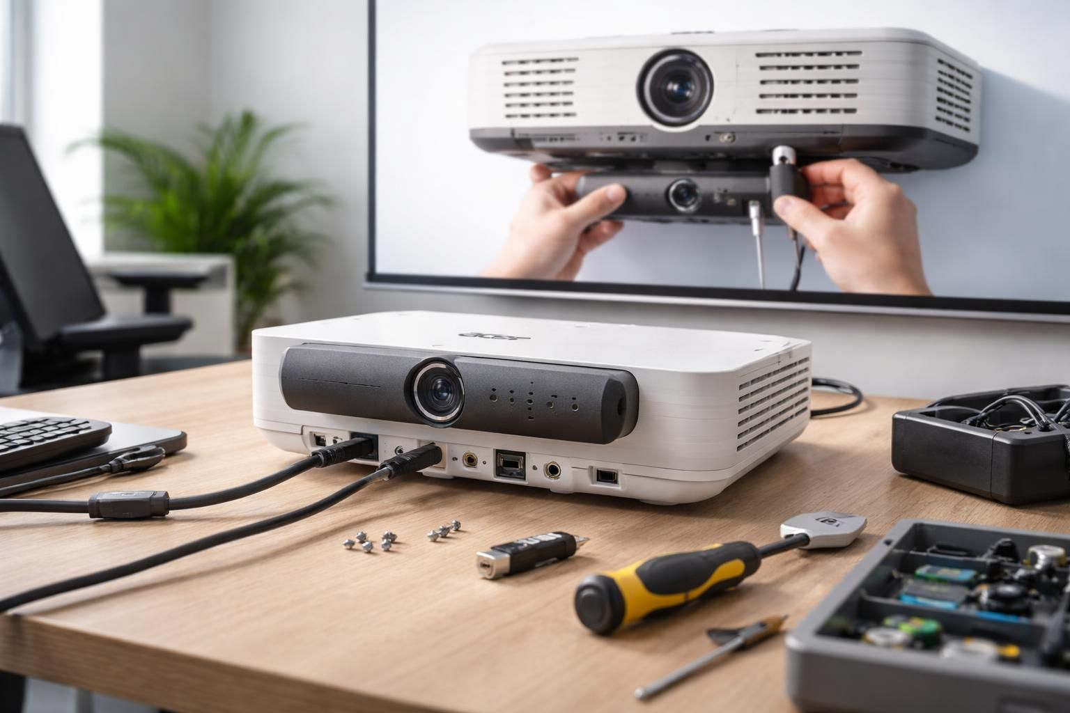 découvrez le vidéoprojecteur hybride acer alliant projection de qualité et visioconférence, avec un montage rapide et facile pour vos réunions et présentations.