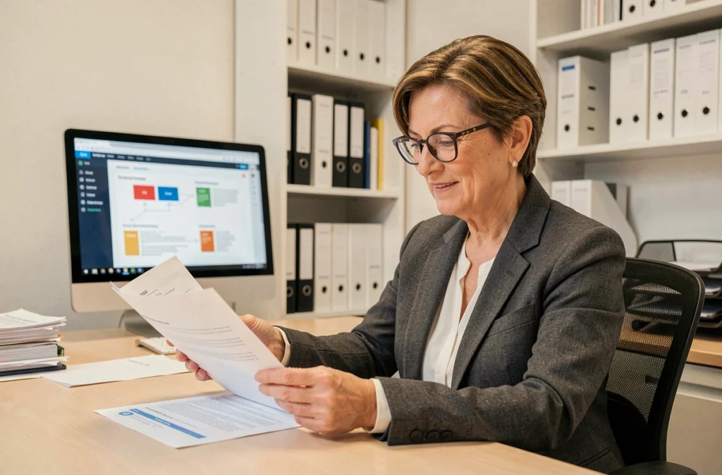 Responsable pédagogique consultant des documents de formation dans les bureaux de Noveha en Vendée